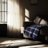 Evening Tales - Pure New Wool Blanket - Checkmate Navy